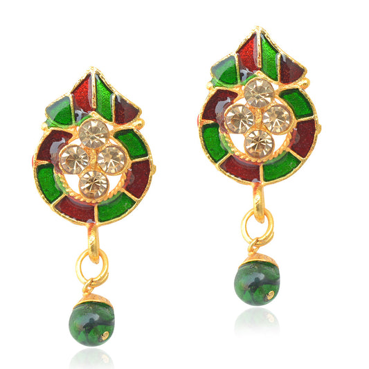 Gold-Polished Alloy Enamel Stud Earrings - The Pari - The Pari - Dinesh Associates
