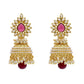 Gold-Polished Alloy Pearl Studded Jhumka Earrings - The Pari - The Pari - Dinesh Associates