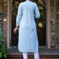 Juniper Women's Blue Cambric Embroidered Straight Kurta | Swadesiicart