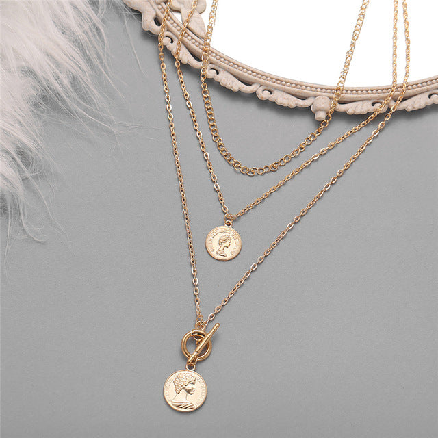 Gold-Polished Alloy Layered Designer Short Necklace - The Pari | Swadesiicart