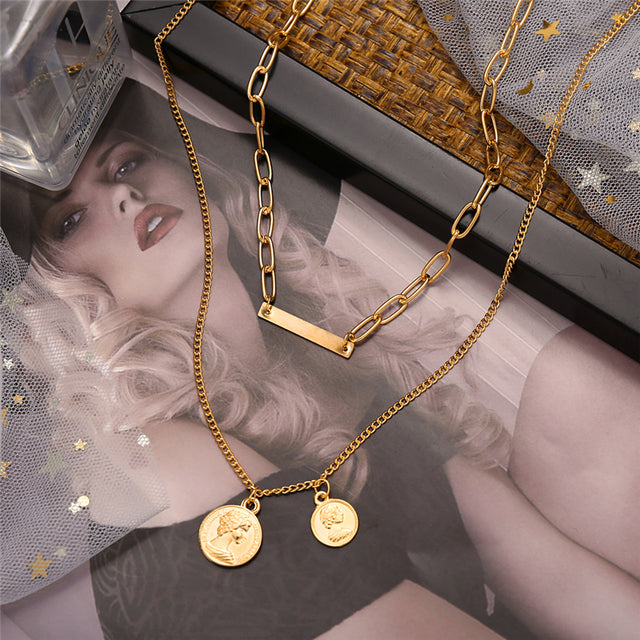 Gold-Polished Alloy Layered Designer Short Necklace - The Pari | Swadesiicart
