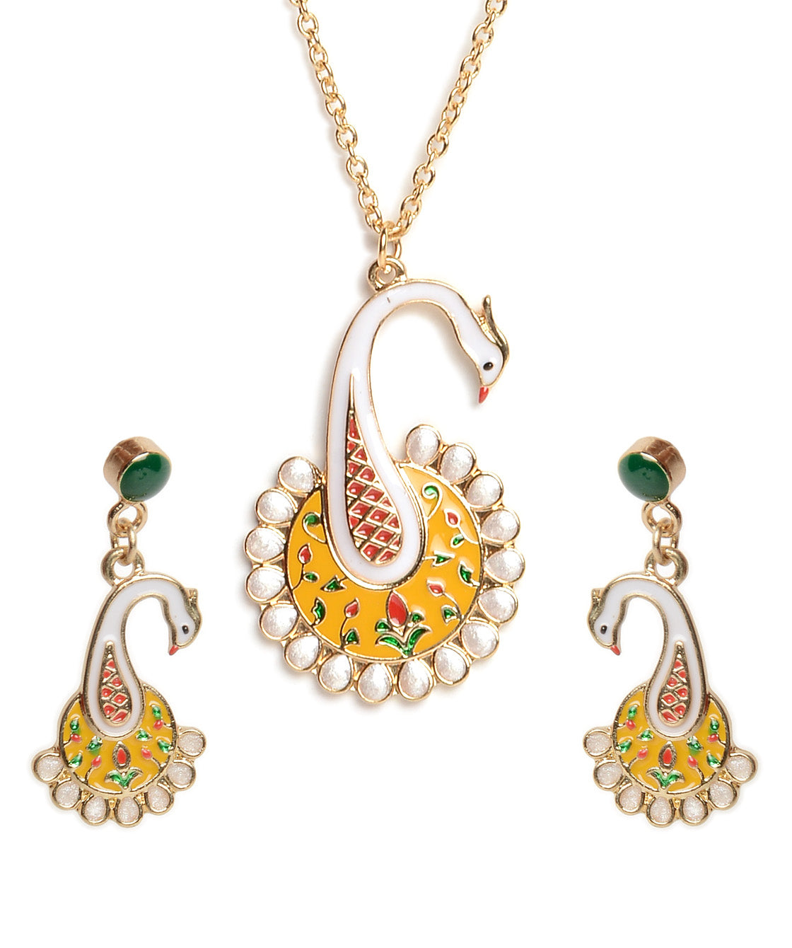 Gold-Polished Alloy Peacock Pendant Necklace - The Pari | Swadesiicart