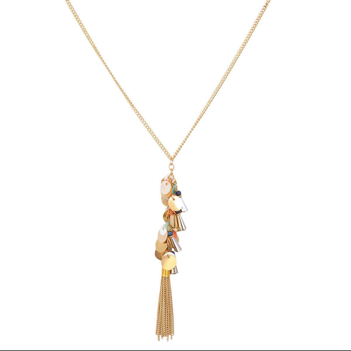 Gold-Polished Alloy Long Multi Chain Necklace - The Pari | Swadesiicart