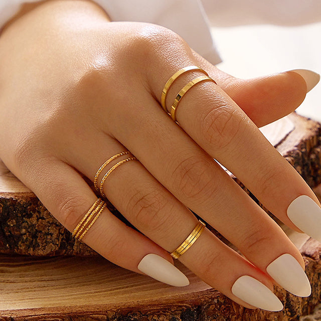 Gold-Polished Alloy Stylish Contemporary Stackable Ring - The Pari | Swadesiicart