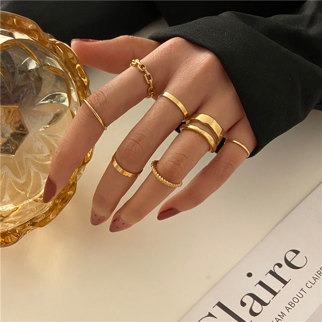 Gold-Polished Alloy Stylish Contemporary Stackable Ring - The Pari | Swadesiicart