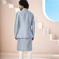 A Powder Blue Floral Hand Embroidered Nehru Jacket by Hilo Design
