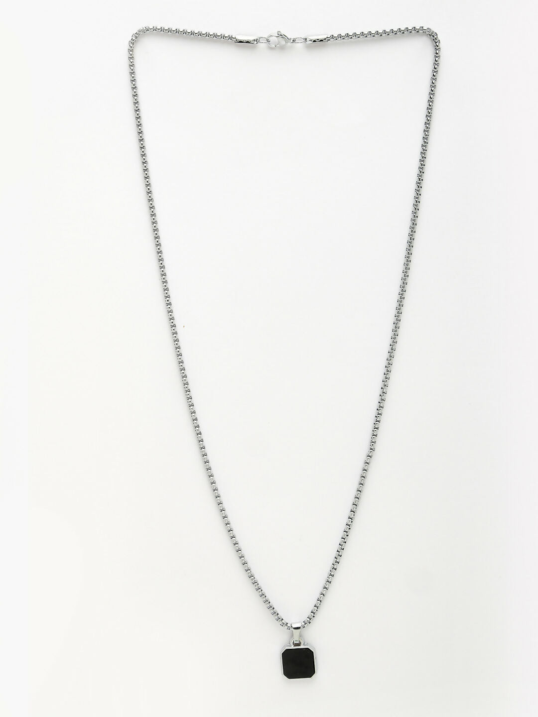 NVR Men's Silver-Plated Artificial Stone Stainless Steel Pendant with Chain - Swadesiicart