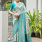 Vishnu Weaves Women's Sea-Green Banarasi Silk Patola Zari Woven Saree with Blouse - Swadesiicart