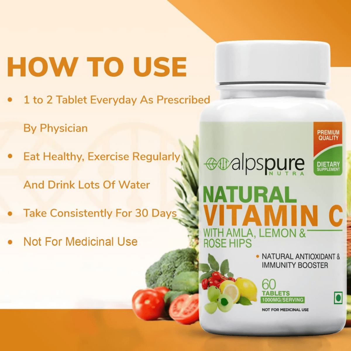 Alpspure Nutra Natural Vitamin C Tablets - Swadesiicart