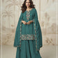 Anaita Turquoise Simar with Embroidery Multi & Zarkhan Work Readymade Palazzo suit