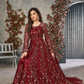 Anaita Maroon Embroidered Net Stitched Anarkali suit