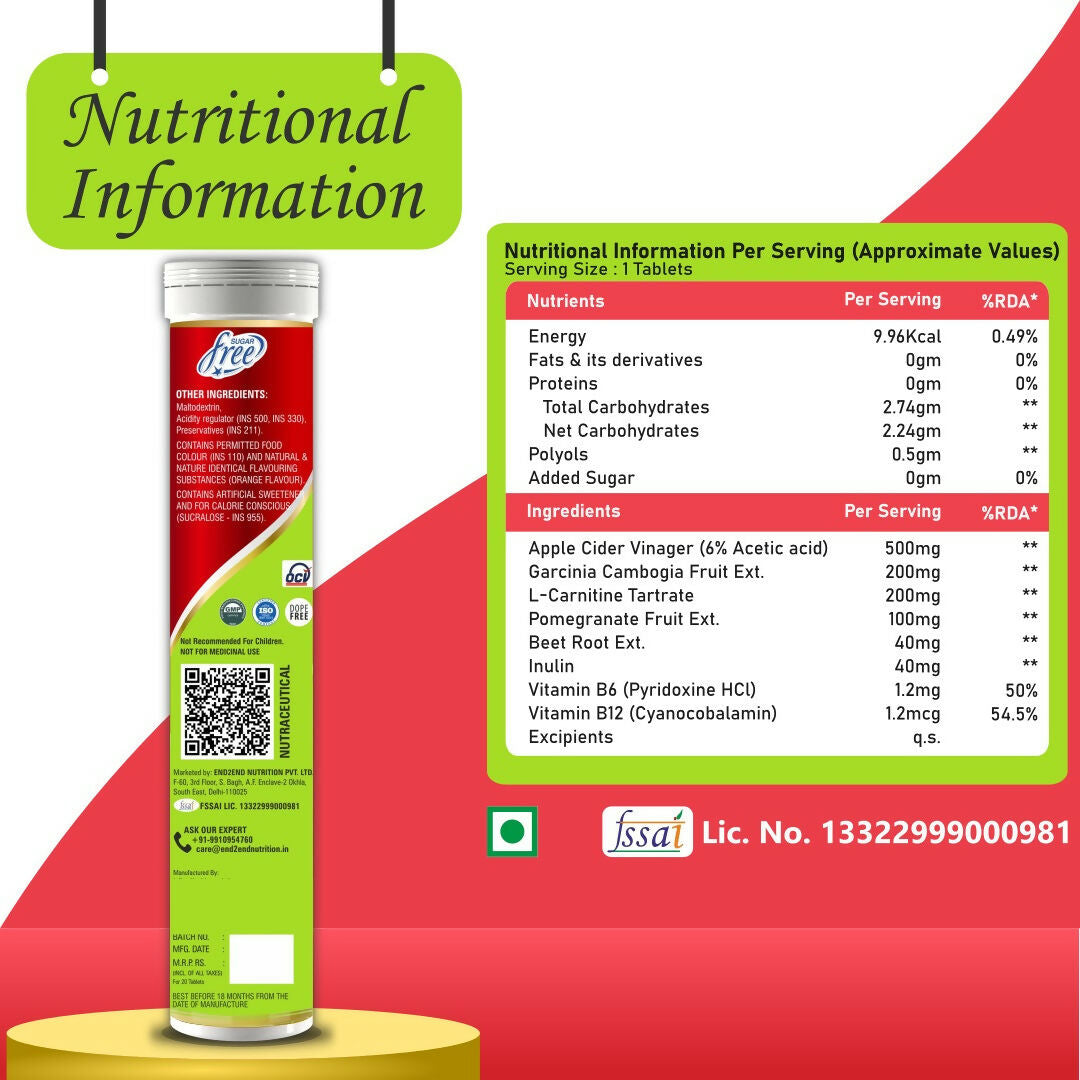 End2End Nutrition Apple Cider Vinegar Tablets - Swadesiicart