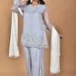 Morchari Women And Hand Embroidery Palazzo Set-Grey - Swadesiicart