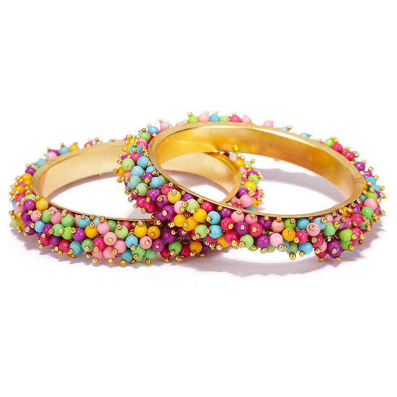 Mominos Fashion Joharkamal Gold-Polished Multi Beads Work Bangles - Mominos Fashion