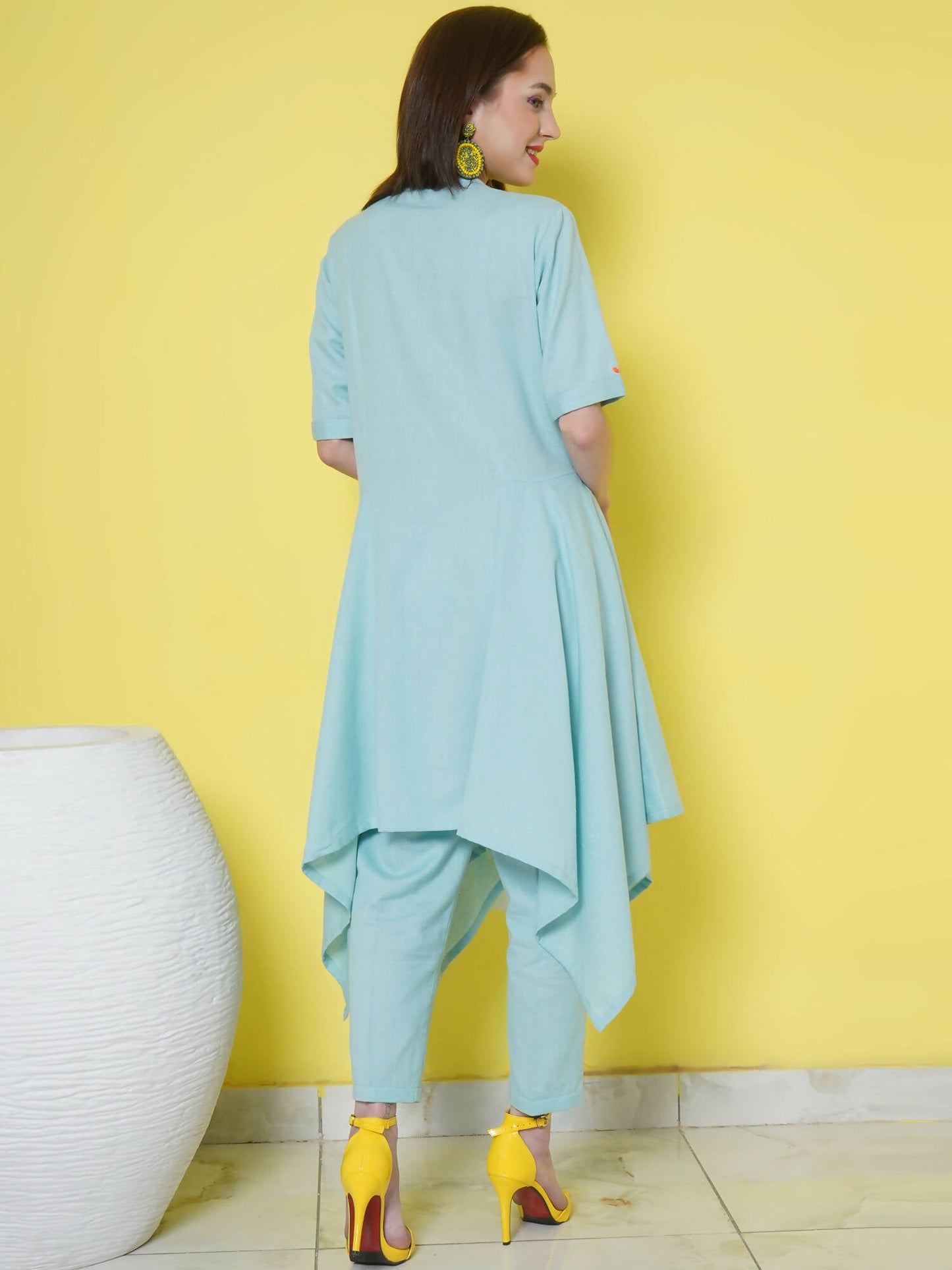 Women Republic Light Blue Cotton Kurta Set | Swadesiicart