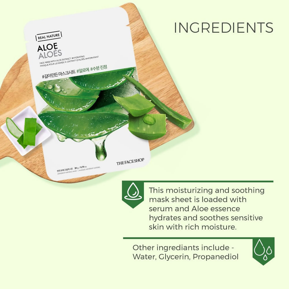 The Face Shop Real Nature Aloe Face Mask - Korean Skincare - Swadesiicart