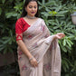 Fossil Pure Linen Ethnic Motifs Saree with Unstitched Blouse - Hiral Fashion | Swadesiicart