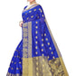 Vamika Banarasi Jacquard Weaving Blue With Gold Print Saree | Swadesiicart