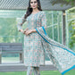 BulBul Fashionista Green-Blue Cotton Kurta Set with Dupatta - Swadesiicart