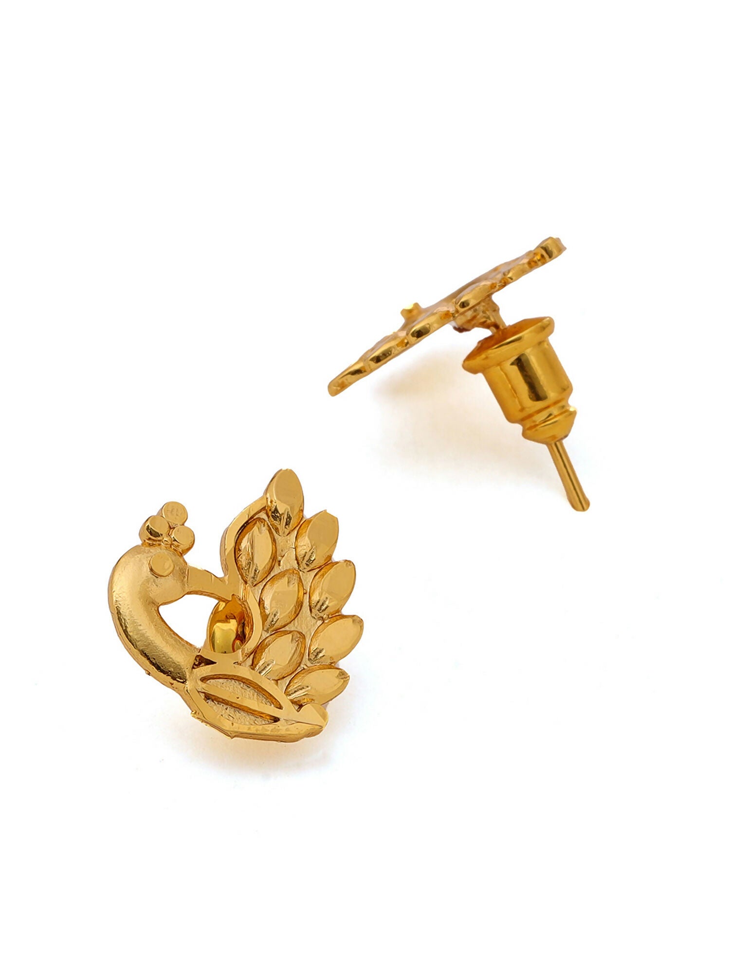 Ruby Raang Gold Peacock Earrings | Swadesiicart
