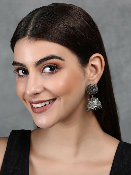 Joban Fashion Women Silver Tone Brass Brass Jhumka | Swadesiicart