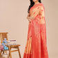 Astita Banarasi Silk Cream & Red Saree | Swadesiicart