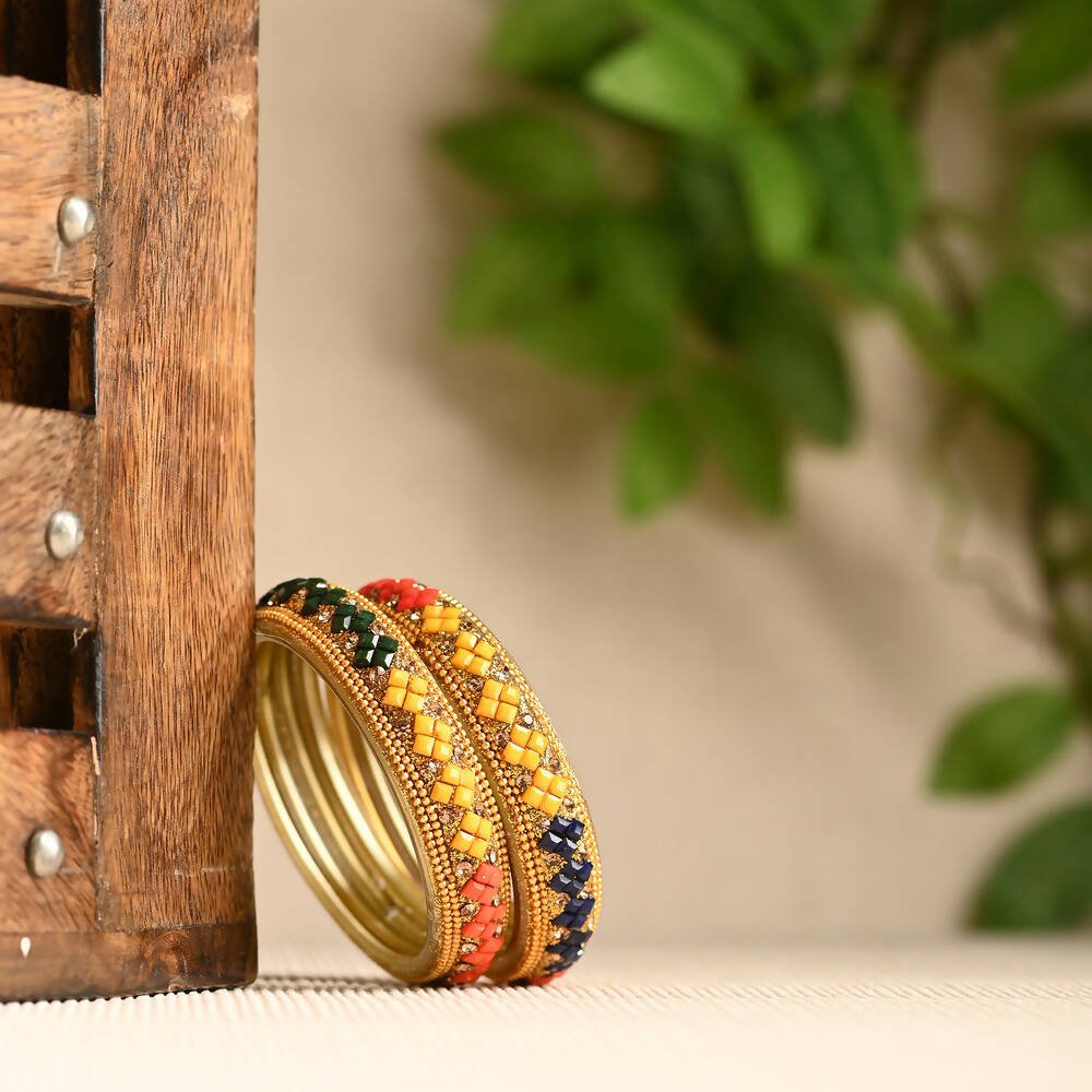 Afast Elegant Bridal & Wedding Party Fashion Bangle/Kada Set, Multi, Glass, Pack Of 4 Model No- A41 - Afast Enterprises