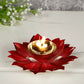CraftVatika Red Lotus-Shaped Pooja Diya Oil Lamp | Swadesiicart