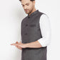 Even Apparels Grey Merino Men Woven Nehru Jacket PW685 | Swadesiicart