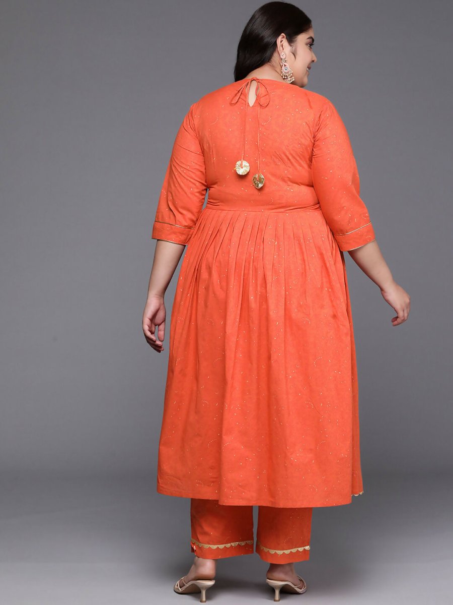 Ahalyaa Women's Traditional wear Kurta Set - Orange | Swadesiicart