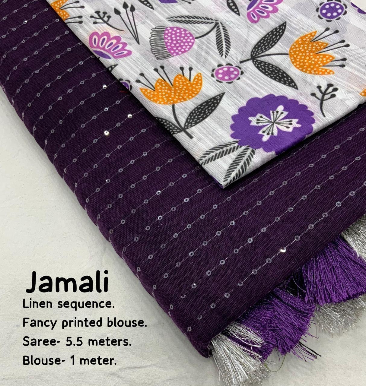 Purple Linen Sequence Saree with Unstitched Blouse - Hiral Fashion | Swadesiicart