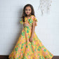 Aayaa Designer Printed Chinon Crochet Sequance Kids Lehenga Choli - Yellow