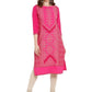 Ahalyaa Women Crepe Pink Printed Straight Kurta | Swadesiicart