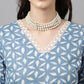 FIORRA Women's Sky Blue Pure Cotton A-Line Kurta & Sharara With Dupatta - Swadesiicart