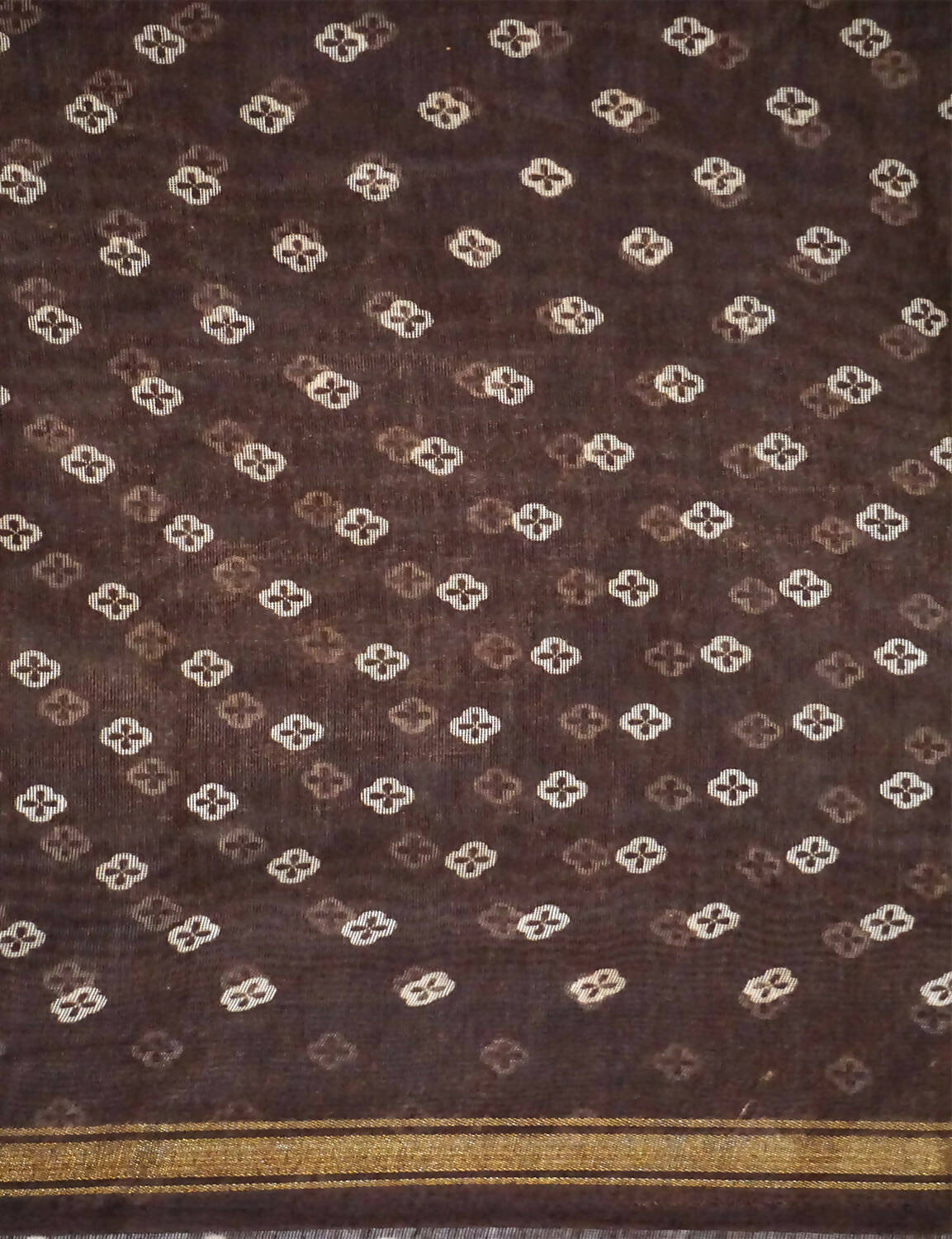 Shades Of Dark Coffee Brown With Floral Design Semi Chanderi Saree By Gayathri Reddy Designer Studio | Swadesiicart
