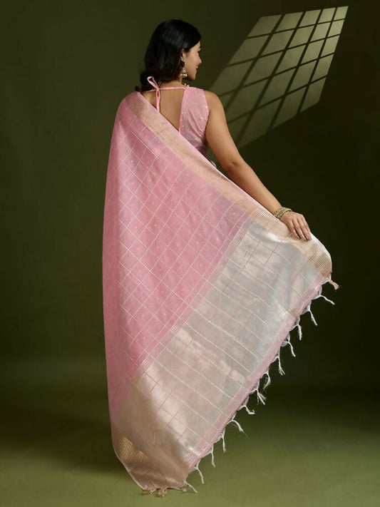 Vishnu Weaves Women's Gajri Soft Silk Zari Woven Saree with Blouse - Swadesiicart