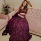 Jyoti Fashion Women's Wine Velvet Thread with Sequins & Ruffle Border Work Designer Lehenga Choli Set | Swadesiicart