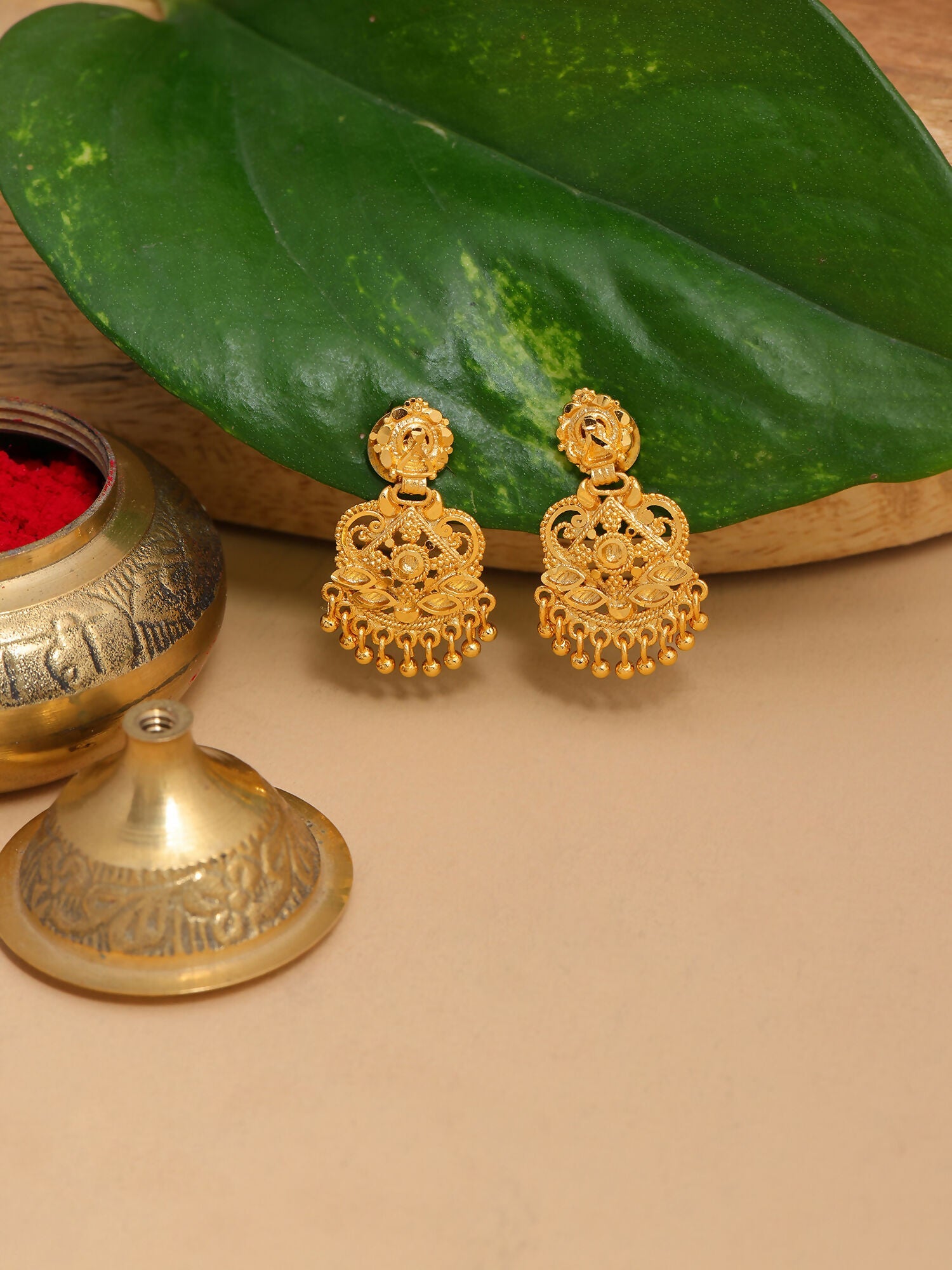 Ruby Raang Traditional Gold Earrings | Swadesiicart