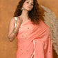 Very Much Indian Pure Mul Cotton Handloom Saree - Peach | Swadesiicart