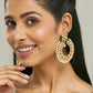 Nuyug 22K Gold-Plated Kundan Studded & Pearl Beaded Floral Chandbali Earrings | Swadesiicart