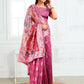 Shree Shyam Fashion Linen Cotton Pink Saree