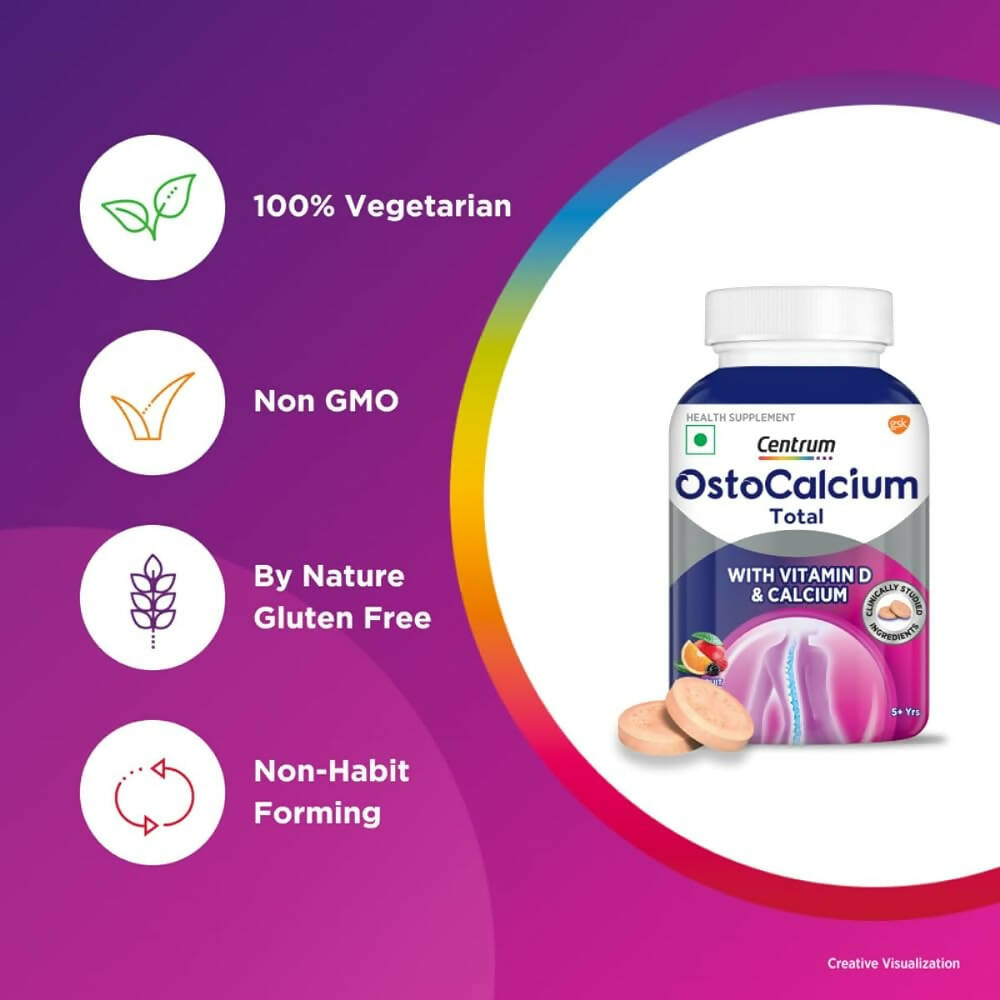 Centrum OstoCalcium Total Chewables Tablets for Kids - Mixed Fruit - Swadesiicart