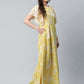 Ahalyaa Womens Lemon Yellow Crepe Floral Dress | Swadesiicart