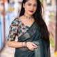 Green Linen Sequence Saree with Unstitched Blouse - Hiral Fashion | Swadesiicart