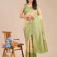Astita Banarasi Silk Cream & Light Green Saree | Swadesiicart