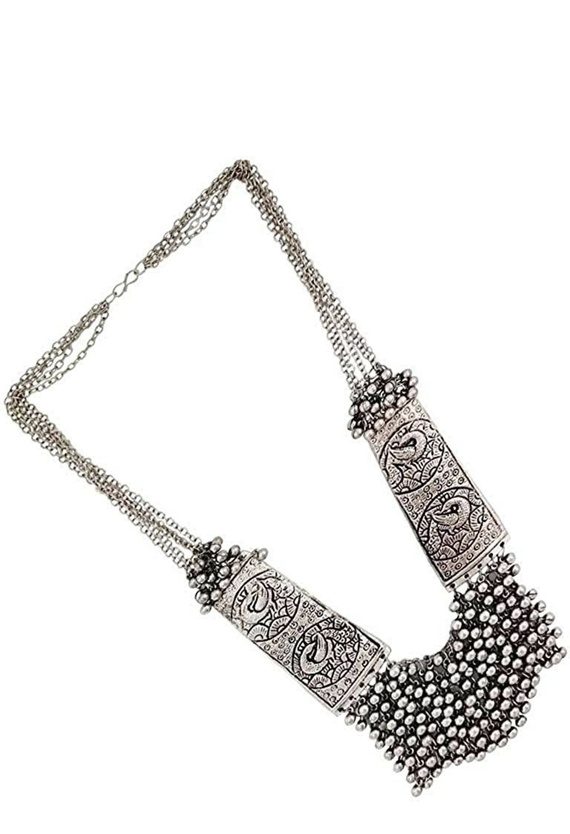 Mominos Fashion Joharkamal Oxidised Ghungroo Design Long Statement Necklace For Women & Girls | Swadesiicart