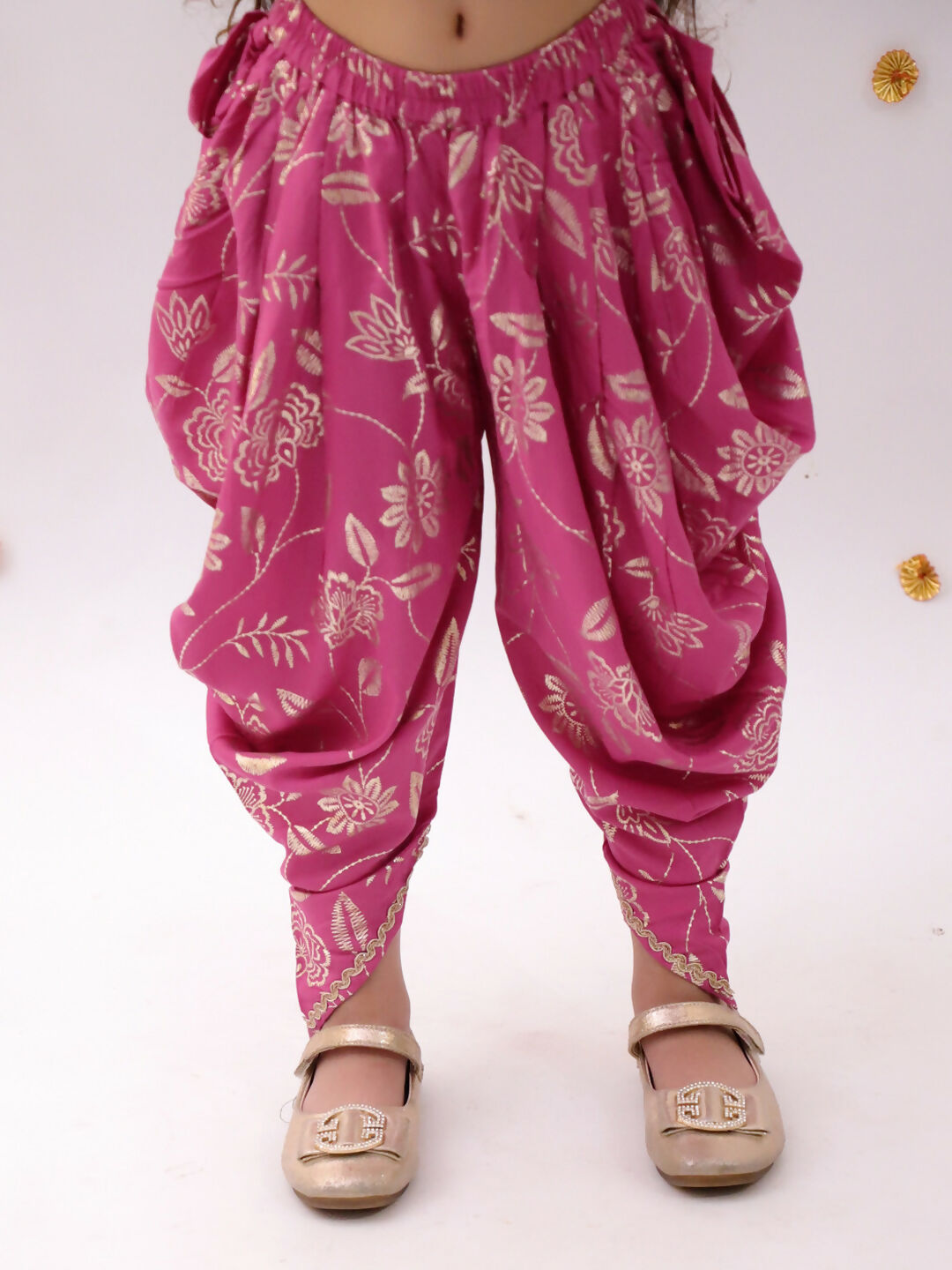 Lil Drama Khilkhilahat Pink Top and Dhoti Set For Girls | Swadesiicart