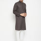 Even Apparels Brown Color Pure Cotton Long Men's Kurta With Band Collar | Swadesiicart