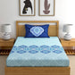 Dreamscape Blue Ethnic 144 TC Cotton Bedsheet with Reversible Pillow Covers - Swadesiicart
