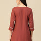 Brown Poly Rayon Floral Embroidered Top - Zeny